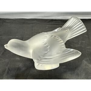 Lalique France Frosted Crystal Sparrow "Coléreux" Angry Bird Figurine #11633